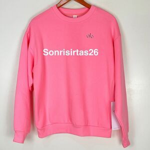 Alo Yoga Accolade Crew Neck Pullover Sweatshirt -Neon Bubblegum Pink Size XS